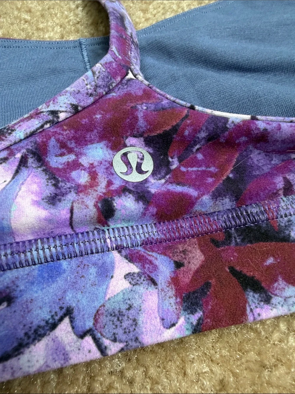 Lululemon- Purple Floral Strappy Bralette XS
